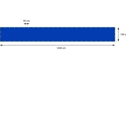 Abdeckplane Gewebeplane mit Ösen 1,5x12 m 180g/m² in Blau aus PE