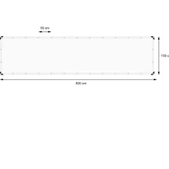 Abdeckplane Gewebeplane mit Ösen 1,5x6 m 180g/m² in Weiß aus PE