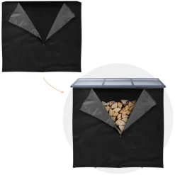 Abdeckung für Kaminholzregal wasserabweisend 240x165 cm Schwarz aus Polyester ML-Design