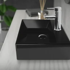Ablaufgarnitur für Waschbecken ohne Überlauf Schwarz glänzend aus Edelstahl LuxeBath