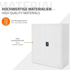 Aktenschrank abschließbar 90x40x109 cm Weiß aus Stahl ML-Design