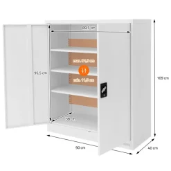 Aktenschrank abschließbar 90x40x109 cm Weiß aus Stahl ML-Design