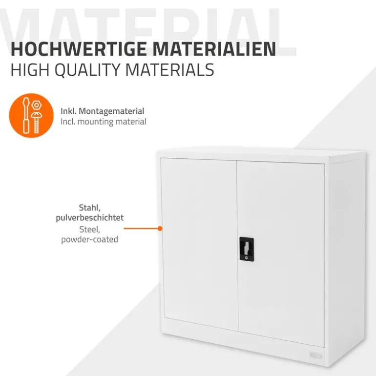 Aktenschrank abschließbar 90x40x90 cm Weiß aus Stahl ML-Design