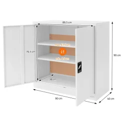 Aktenschrank abschließbar 90x40x90 cm Weiß aus Stahl ML-Design