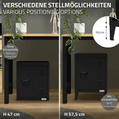 Aktenschrank Büroschrank Industrial 40x30x57,5 cm Schwarz aus Stahl ML-Design
