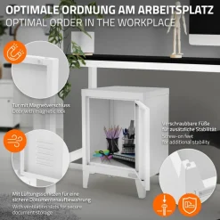Aktenschrank Büroschrank Industrial 40x30x57,5 cm Weiß aus Stahl ML-Design