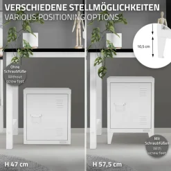 Aktenschrank Büroschrank Industrial 40x30x57,5 cm Weiß aus Stahl ML-Design