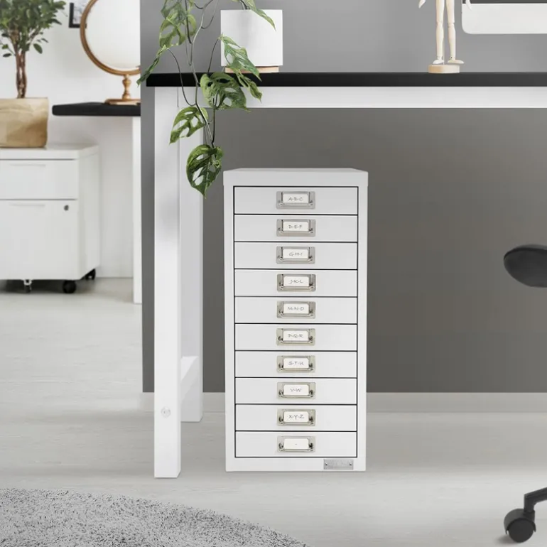 Aktenschrank mit 10 Schubladen 28x38x60 cm Weiß aus Metall ML-Design