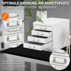 Aktenschrank mit 5 Schubladen 28x38x33 cm Weiß aus Metall ML-Design