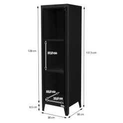 Aktenschrank Spindschrank 1-türig 38x38x137,5 cm Schwarz aus Stahl ML-Design