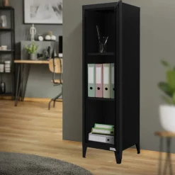 Aktenschrank Spindschrank 1-türig 38x38x137,5 cm Schwarz aus Stahl ML-Design