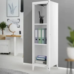Aktenschrank Spindschrank 1-türig 38x38x137,5 cm Weiß aus Stahl ML-Design