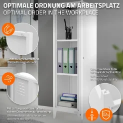 Aktenschrank Spindschrank 1-türig 38x38x137,5 cm Weiß aus Stahl ML-Design