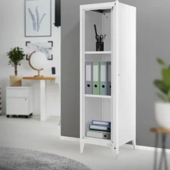 Aktenschrank Spindschrank 1-türig 38x38x137,5 cm Weiß aus Stahl ML-Design