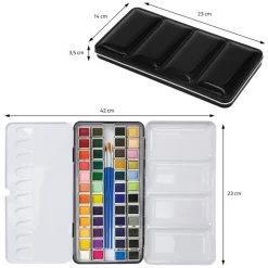 Aquarellfarbkasten mit 48 Farben inklusive Pinsel und Papier Malkasten Set
