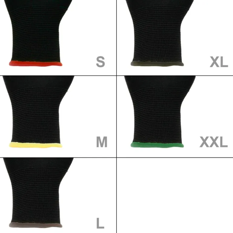 Arbeitshandschuhe 12 Paar mit PU-Beschichtung Schwarz Größe XXL