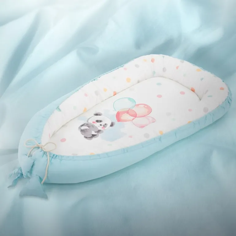 Babynest wendbarer Bezug 90x50 cm Hellblau aus Baumwolle Joyz