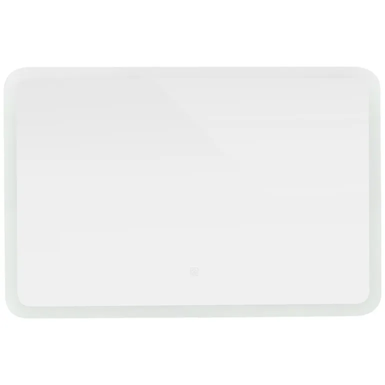 Badezimmer LED-Spiegel abgerundet mit Touchschalter 90x60 cm Weiß aus Glas ML-Design