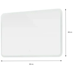 Badezimmer LED-Spiegel abgerundet mit Touchschalter 90x60 cm Weiß aus Glas ML-Design
