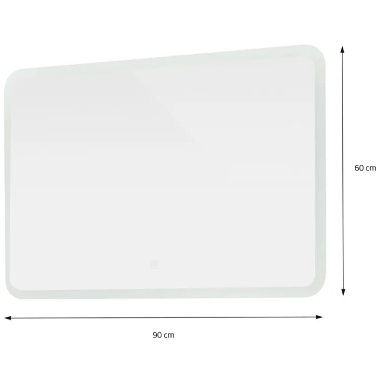 Badezimmer LED-Spiegel abgerundet mit Touchschalter 90x60 cm Weiß aus Glas ML-Design