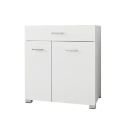 Badezimmerschrank Badschrank mit Wäschekorb 75x37x90 cm in Weiß ML-Design