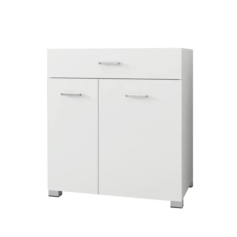 Badezimmerschrank Badschrank mit Wäschekorb 75x37x90 cm in Weiß ML-Design