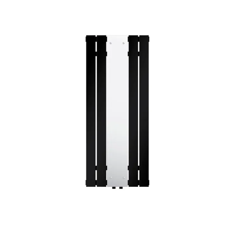 Badheizkörper Einlagig inkl. Spiegel 1200x450 mm Schwarz matt mit Mittelanschluss LuxeBath