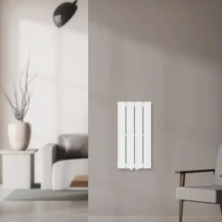 Badheizkörper Einlagig Vertikal 600x300 mm Weiß mit Mittelanschluss LuxeBath