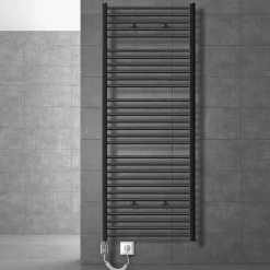 Badheizkörper Elektrisch mit Heizstab 900W 750x1800 mm Anthrazit gerade mit Seitenanschluss
