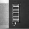 Badheizkörper Elektrisch mit Heizstab 1200W 400x1200 mm Weiß gebogen mit Seitenanschluss