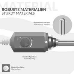Badheizkörper Elektrisch mit Heizstab 1200W 500x1500 mm Anthrazit gerade mit Seitenanschluss