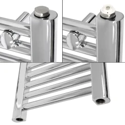 Badheizkörper Elektrisch mit Heizstab 1200W 500x1500 mm Chrome gebogen mit Seitenanschluss