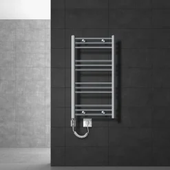 Badheizkörper Elektrisch mit Heizstab 300W 500x800 mm Chrome gerade mit Seitenanschluss