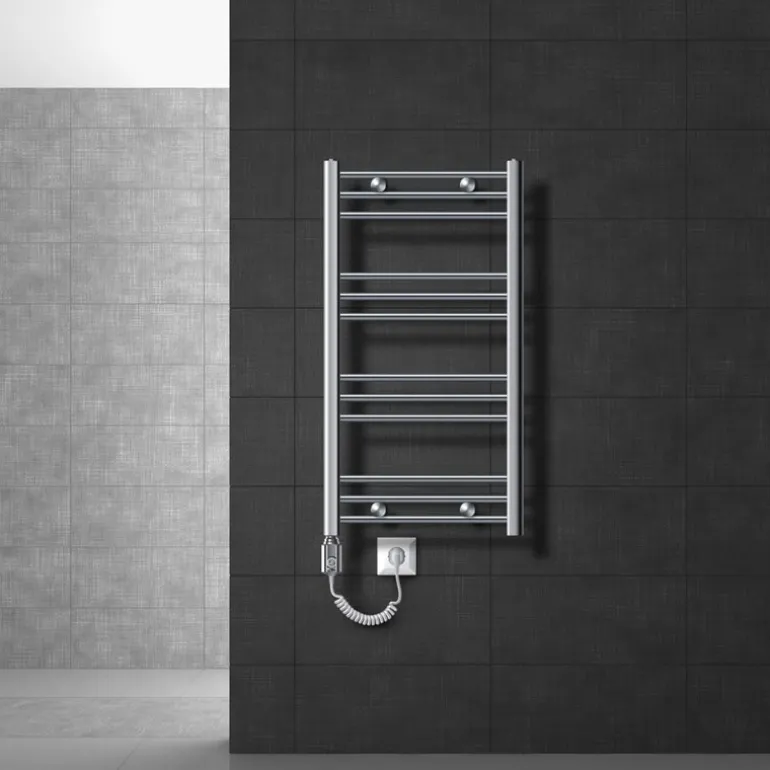 Badheizkörper Elektrisch mit Heizstab 300W 500x800 mm Chrome gerade mit Seitenanschluss