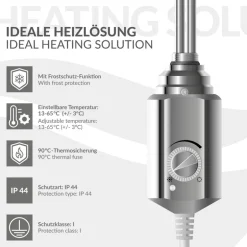 Badheizkörper Elektrisch mit Heizstab 600W 500x800 mm Chrome gerade mit Seitenanschluss