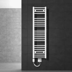 Badheizkörper Elektrisch mit Heizstab 900W 300x1400 mm Weiß gerade mit Seitenanschluss