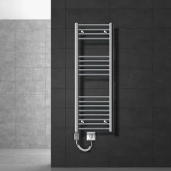 Badheizkörper Elektrisch mit Heizstab 900W 400x1200 mm Chrome gerade mit Seitenanschluss