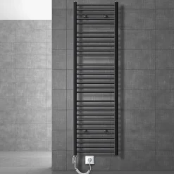 Badheizkörper Elektrisch mit Heizstab 900W 500x1800 mm Anthrazit gebogen mit Seitenanschluss