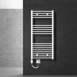 Badheizkörper Elektrisch mit Heizstab 900W 600x1200 mm Weiß gerade mit Seitenanschluss