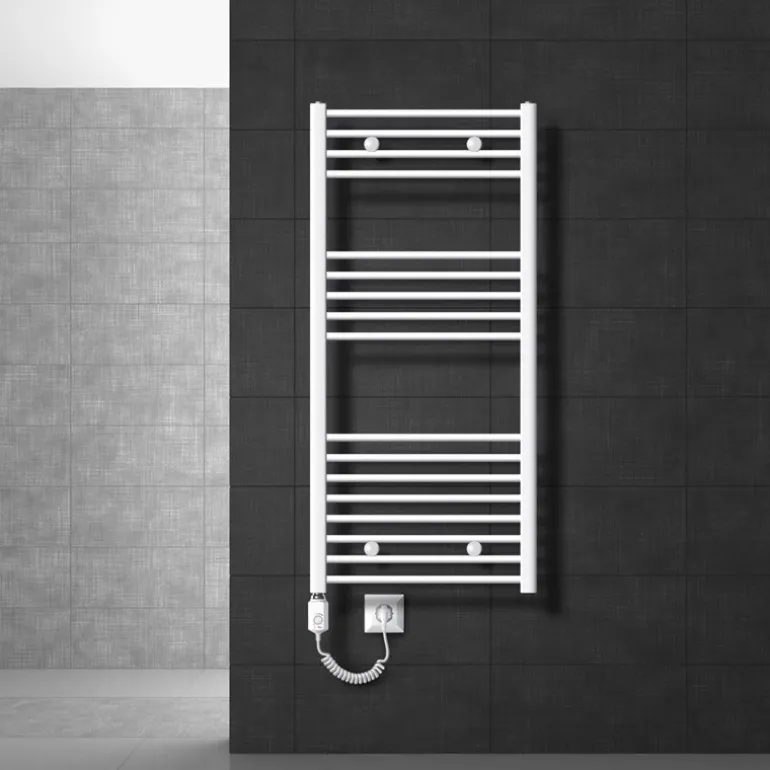 Badheizkörper Elektrisch mit Heizstab 900W 600x1200 mm Weiß gerade mit Seitenanschluss