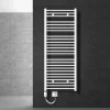Badheizkörper Elektrisch mit Heizstab 900W 600x1500 mm weiß gerade mit Seitenanschluss