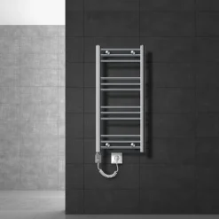 Badheizkörper Elektrisch mit Heizstab 300W 400x800 mm Chrome gebogen mit Seitenanschluss LuxeBath