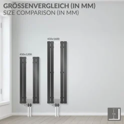 Badheizkörper Flach mit Spiegel 1200x450 mm Anthrazit ML-Design