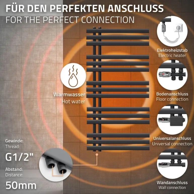 Badheizkörper Iron EM mit Heizstab 1200W 600x1200 mm anthrazit