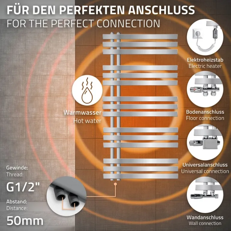 Badheizkörper Iron EM mit Heizstab 1200W 600x1200 mm Chrome