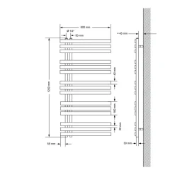 Badheizkörper Iron EM mit Heizstab 1200W 600x1200 mm Chrome
