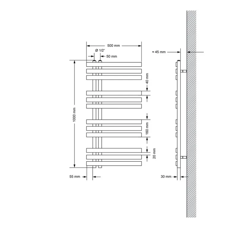 Badheizkörper Iron EM 500x1000 mm Anthrazit