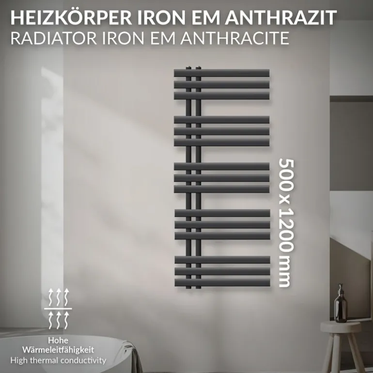 Badheizkörper Iron EM 500x1200 mm Anthrazit