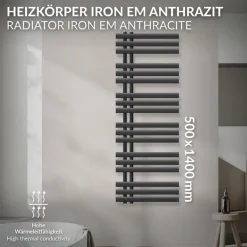 Badheizkörper Iron EM 500x1400 mm Anthrazit