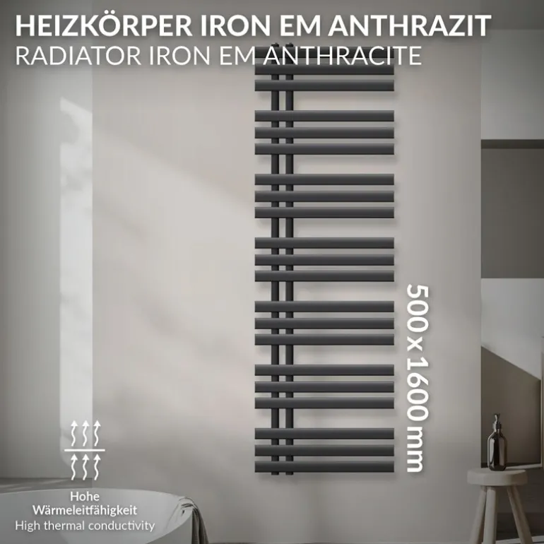 Badheizkörper Iron EM 500x1600 mm Anthrazit